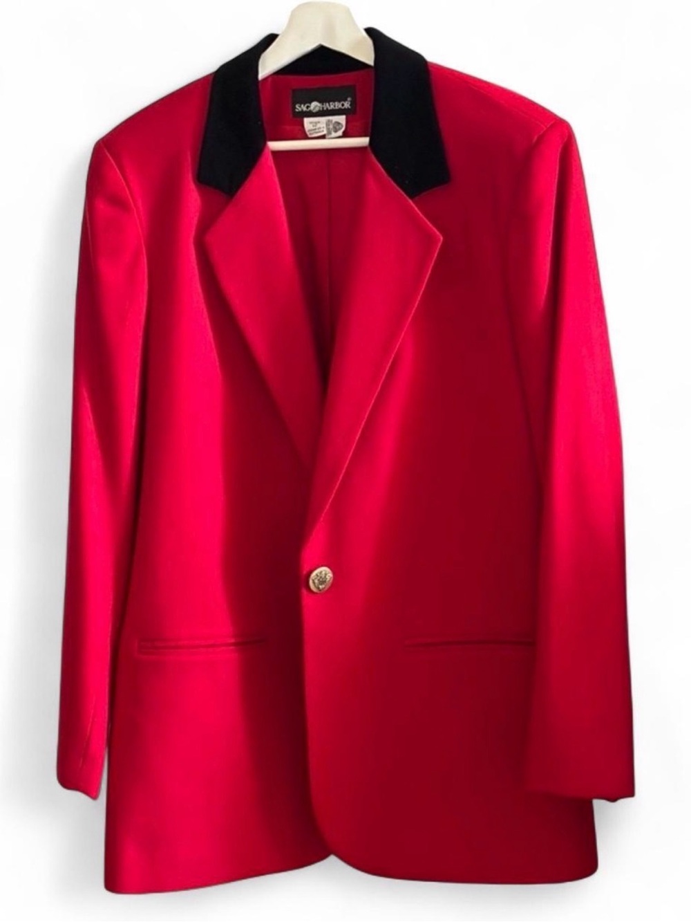 Sag Harbor Red Blazer with Black Contrast Collar